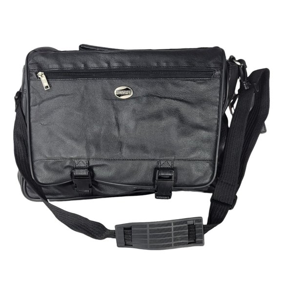 American Tourister Other - CLEAROUT ITEM! Vintage American Tourister Black Leather Laptop Shoulder Bag